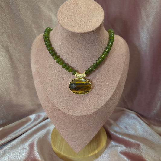 Collier peridot / Oeil de tigre