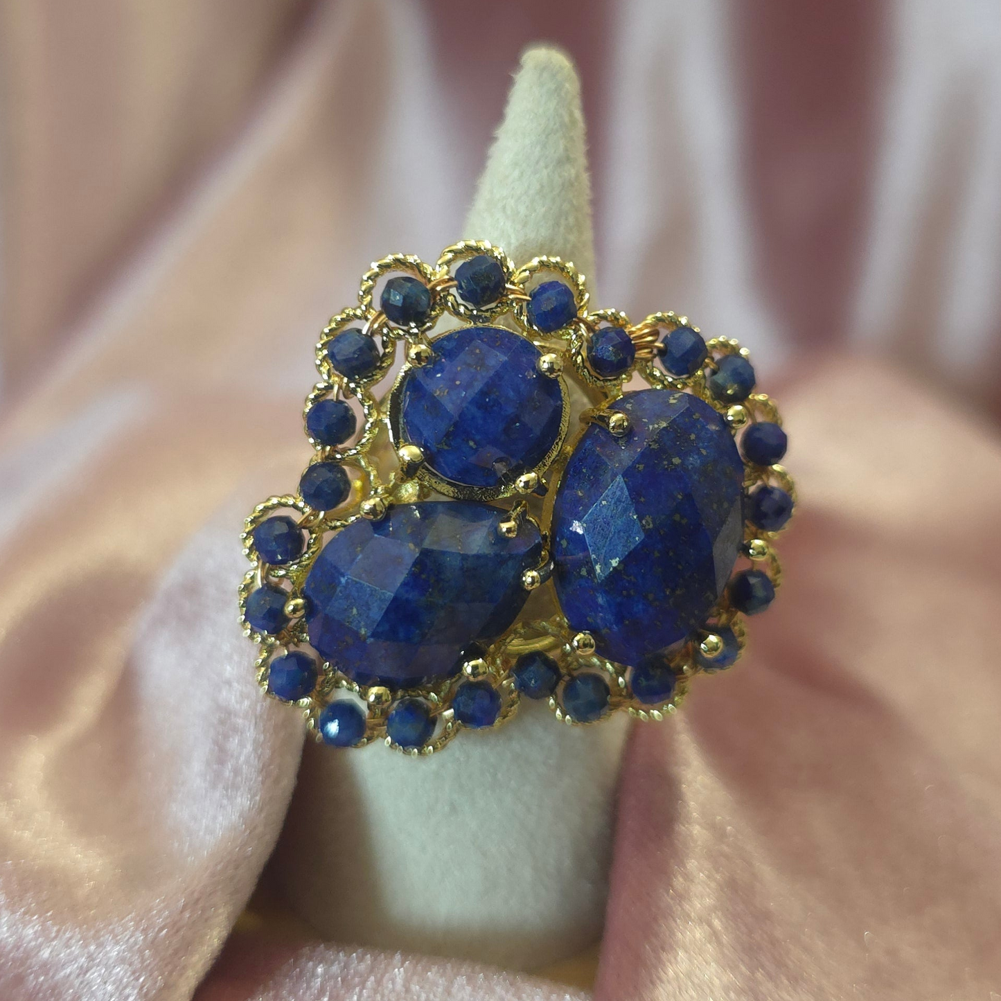 Bague triple lapis lazuli
