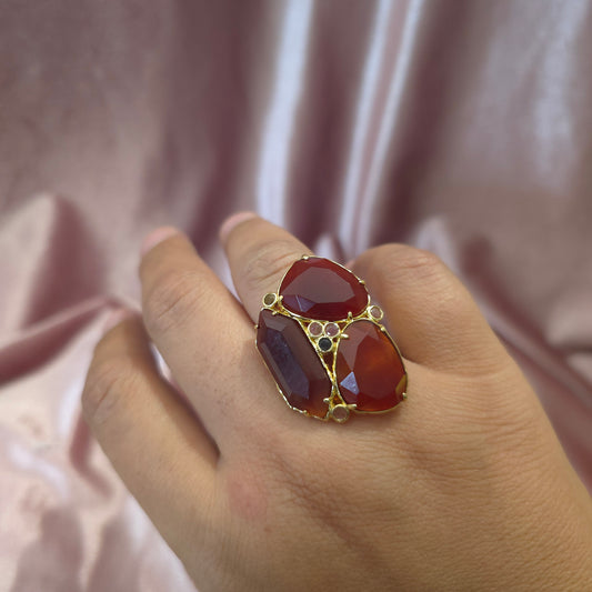 Bague cornaline 3 pierres