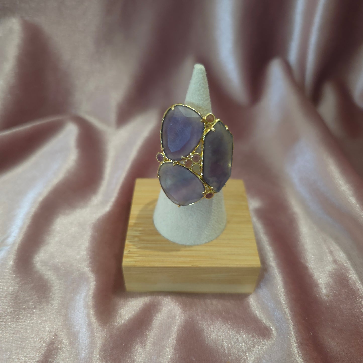Bague 3 pierres amethyste