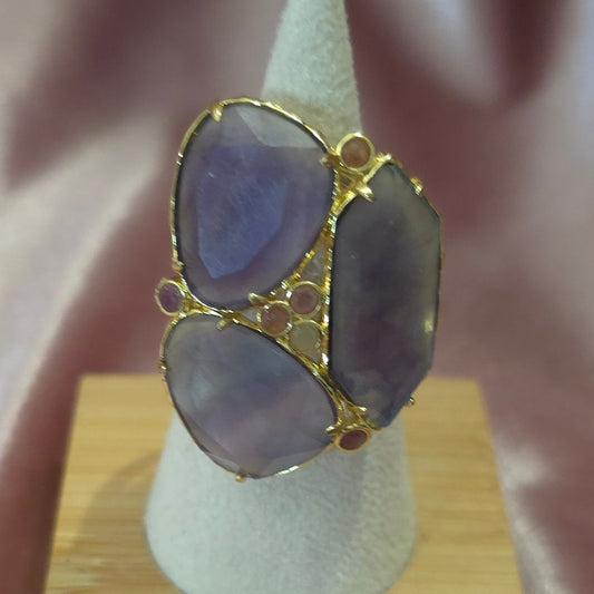 Bague 3 pierres amethyste