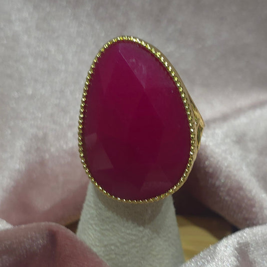 Bague ovoïde agate rouge