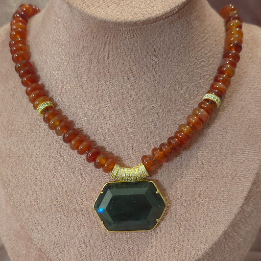 Collier cornaline / Labradorite