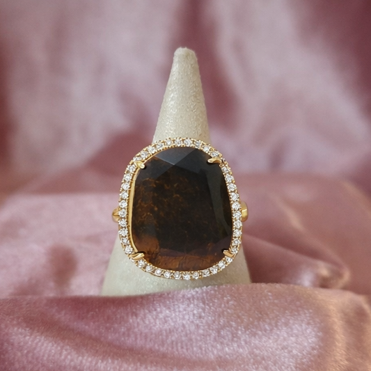 Bague Habaha strass oeil de tigre