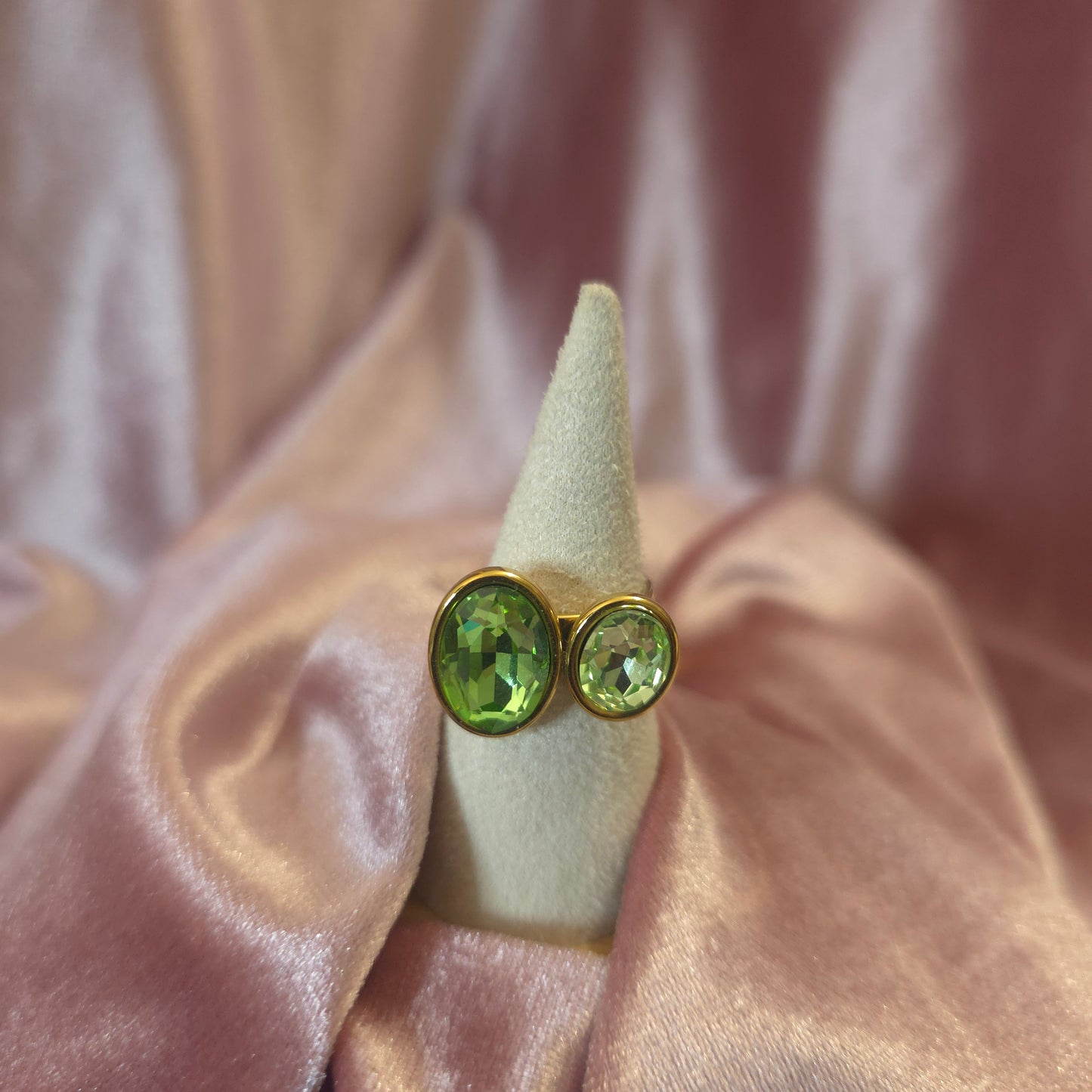 Bague 2 cristaux vert