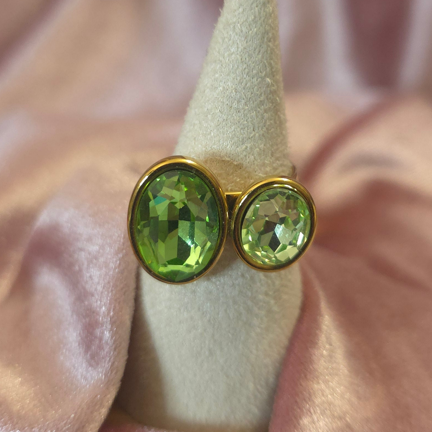 Bague 2 cristaux vert