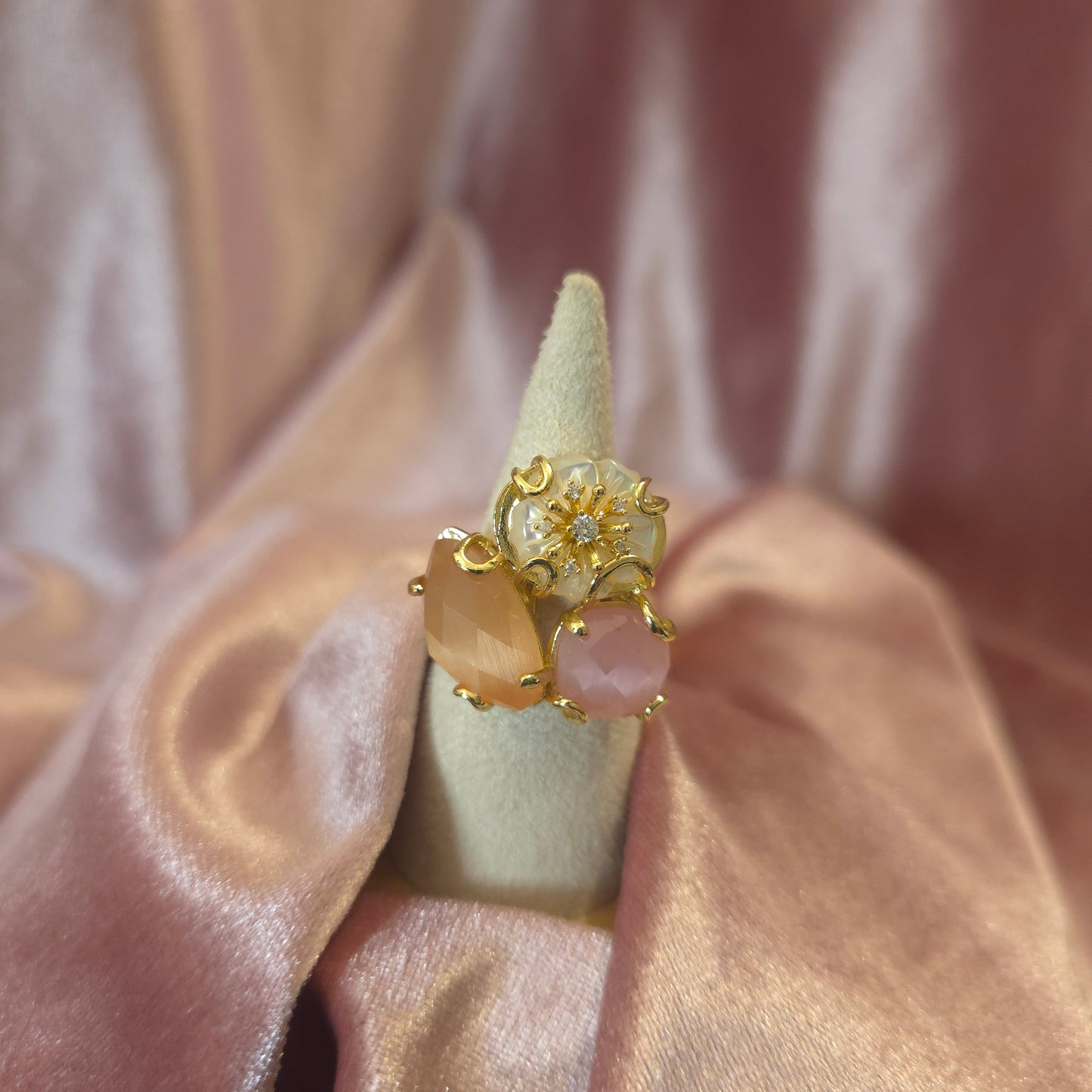 Bague triflor soleil rose