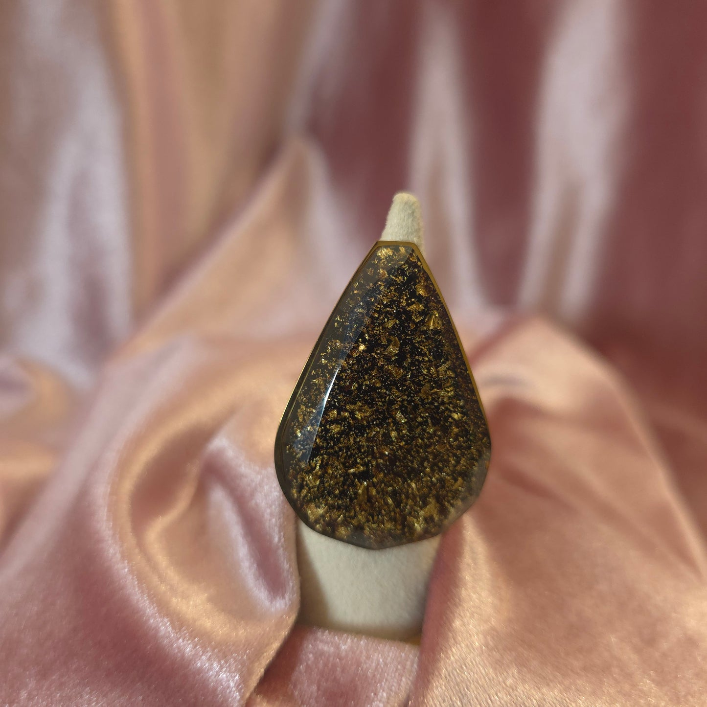Bague goutte xxl marron