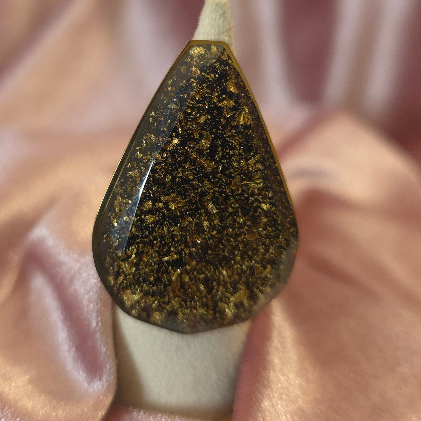 Bague goutte xxl marron