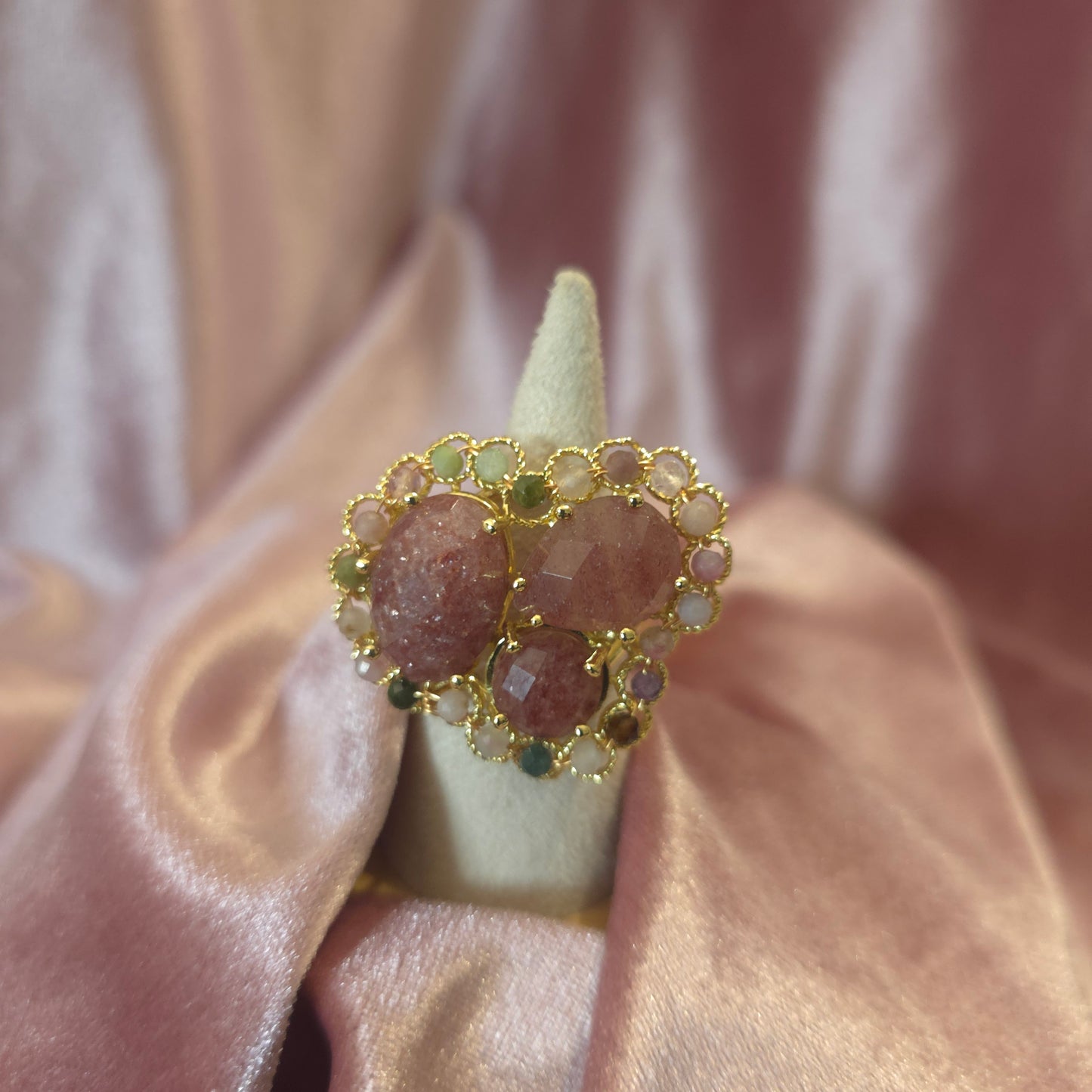 Bague triple Quartz Fraise
