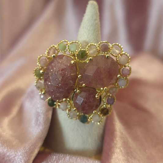 Bague triple Quartz Fraise