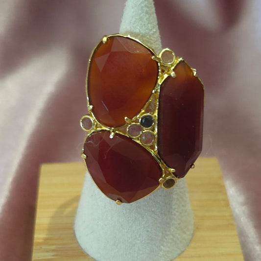 Bague cornaline 3 pierres