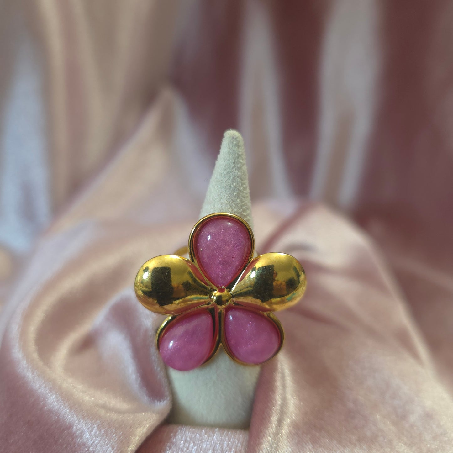 Bague fleur rose