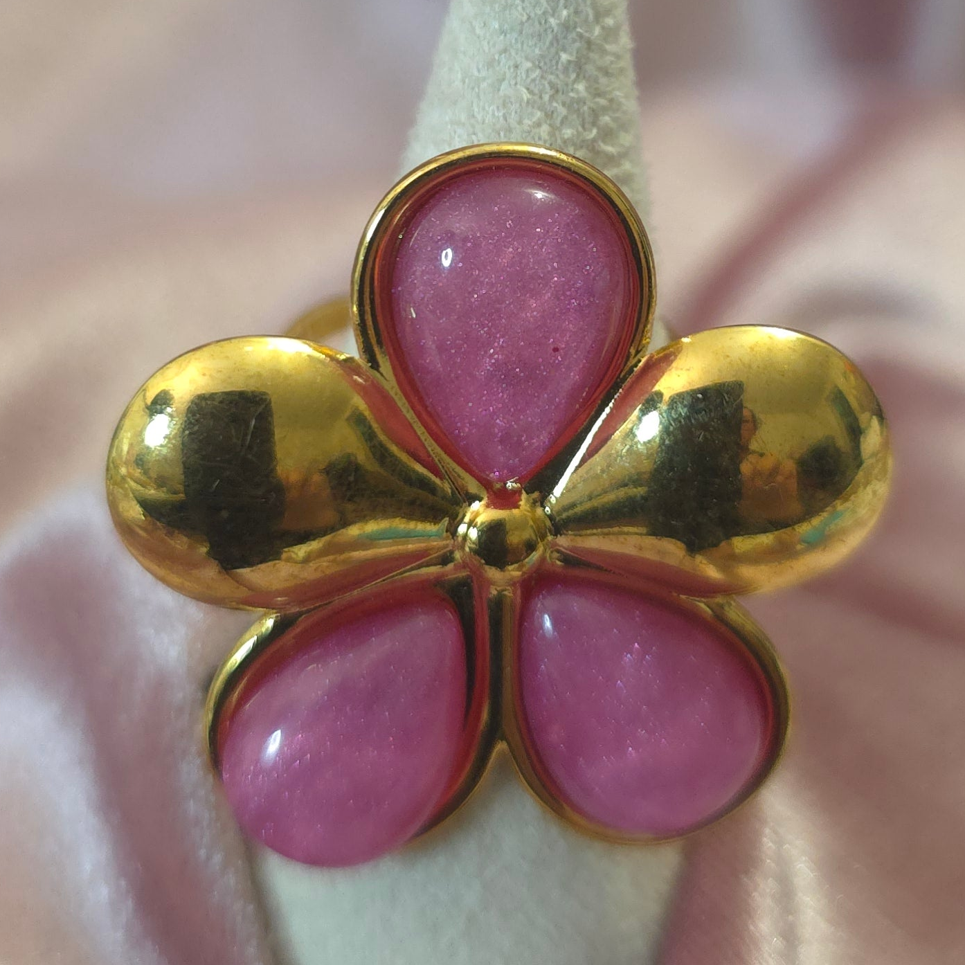 Bague fleur rose