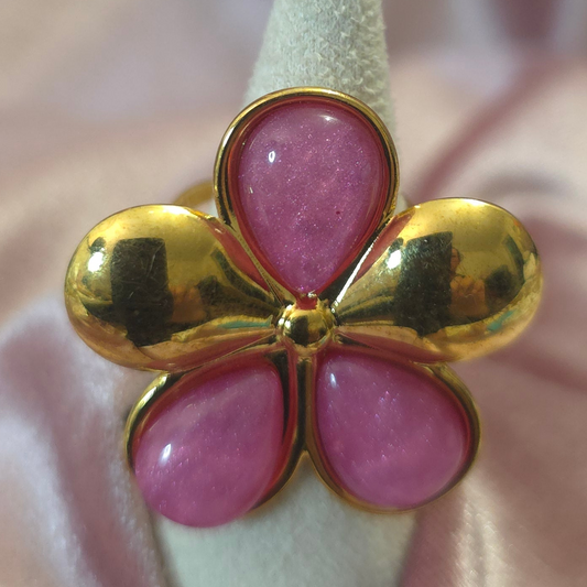 Bague fleur rose