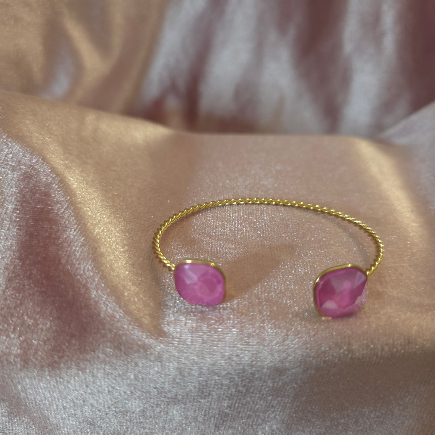 Bracelet cristal de verre rose