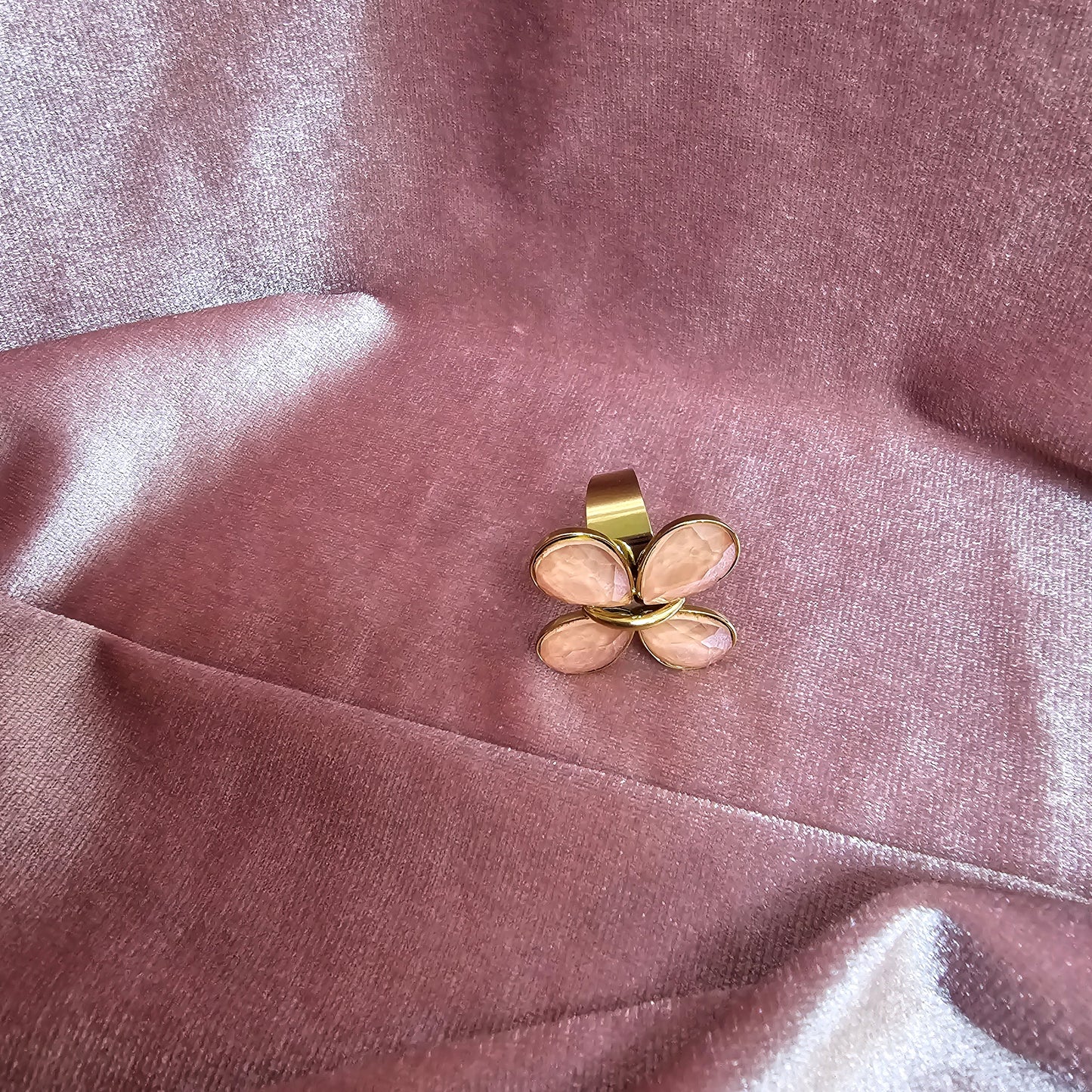 BAGUE FLEUR ROSE PECHE