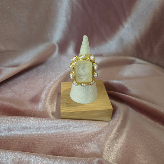 Bague rectangle Blanche