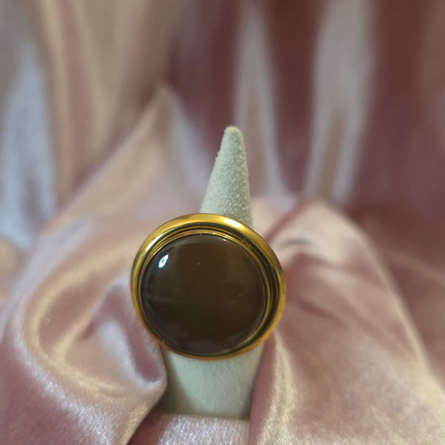 Bague ronde marron xxl