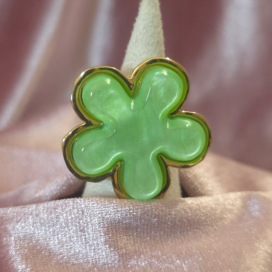 Bague fleur vert anis