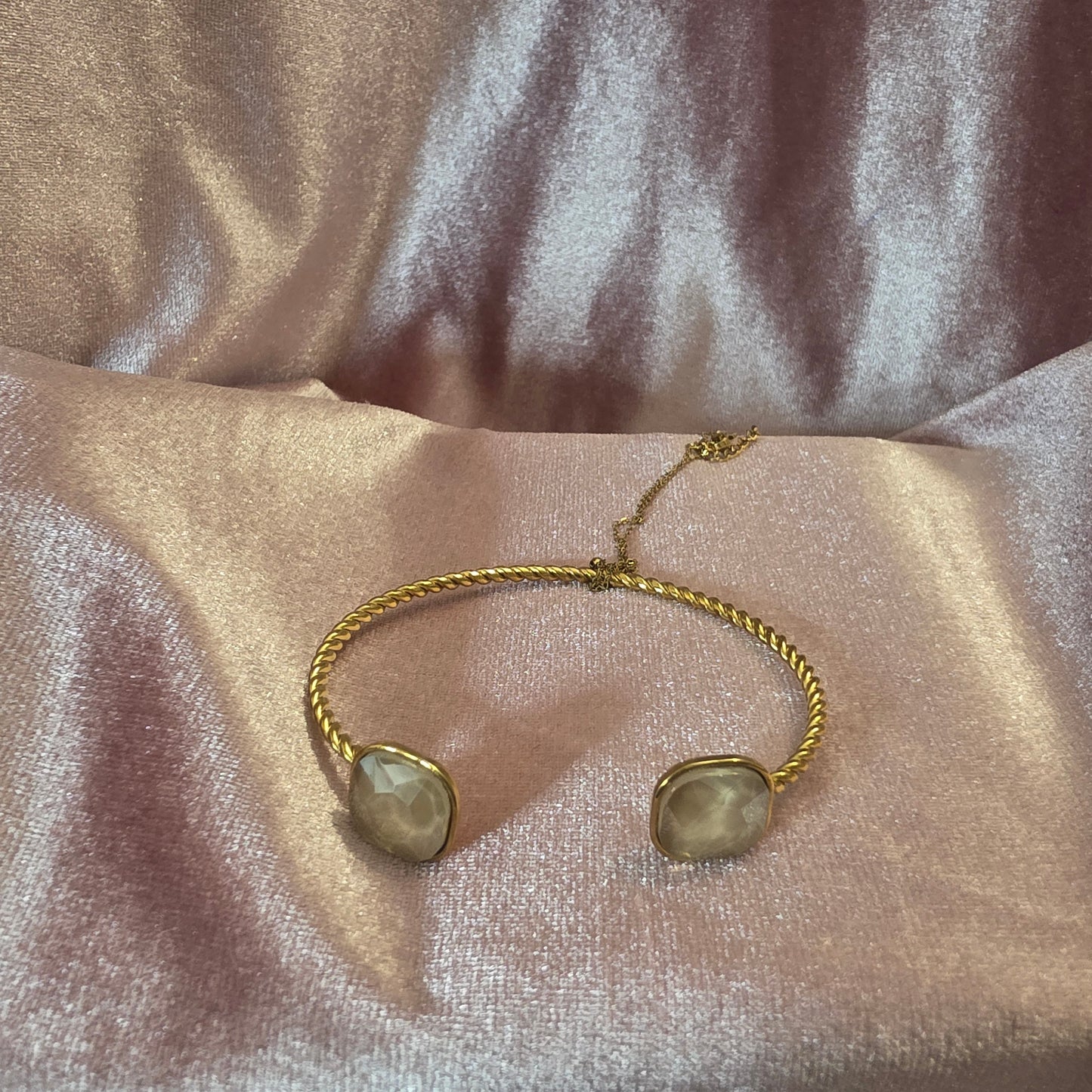 Bracelet cristal de verre beige