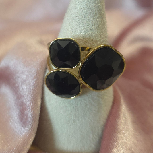 Bague cristal de verre noir